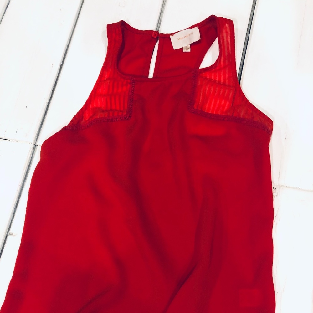 Red Flowy Sleeveless Blouse